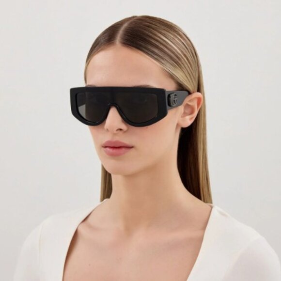 Gucci GG1950S 001 Shield Sunglasses - Shiny Black/Grey main image 7